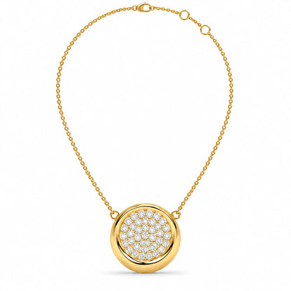 Round Cluster Diamond Pendant Necklace – 0.56 CTW Yellow Gold Full Chain
