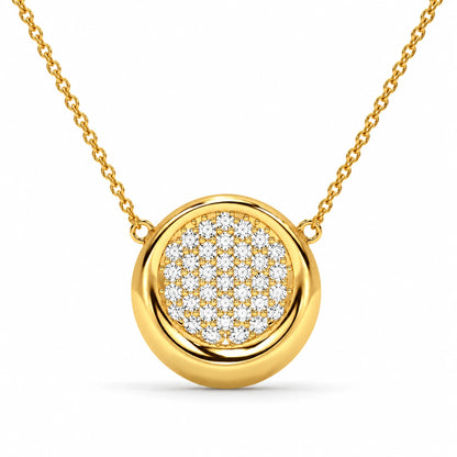 Round Cluster Diamond Pendant Necklace – 0.56 CTW Yellow  Gold Half Chain