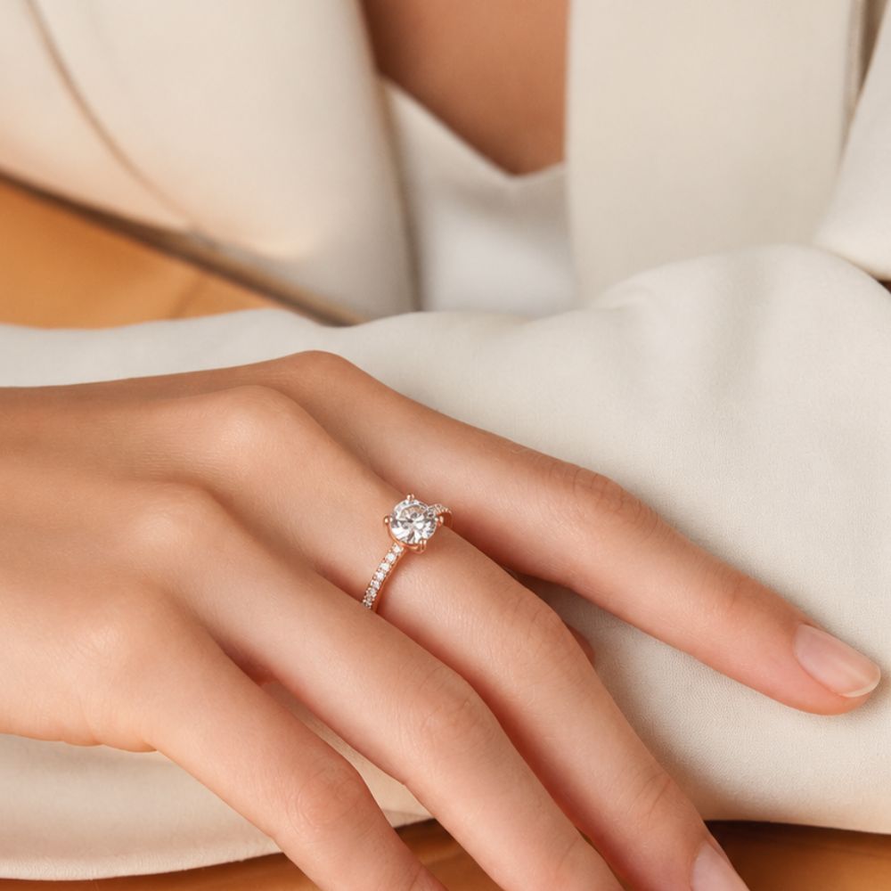 Round Cut Lab Grown Diamond Engagement Ring