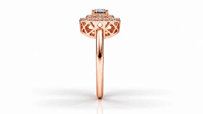 Round Halo Diamond Engagement Ring – 0.73 CTW - Rose Gold - Angled View