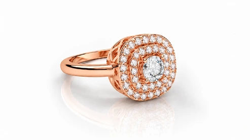 Round Halo Diamond Engagement Ring – 0.73 CTW - Rose Gold - Back View