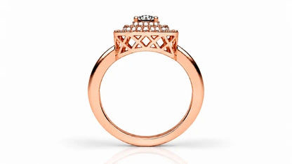 Round Halo Diamond Engagement Ring – 0.73 CTW - Rose Gold - Side View