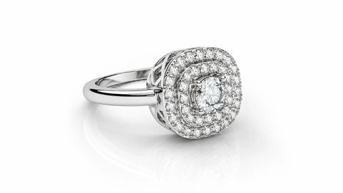 Round Halo Diamond Engagement Ring – 0.73 CTW - White Gold - Back View