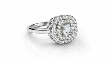 Round Halo Diamond Engagement Ring – 0.73 CTW - White Gold - Back View
