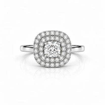 Round Halo Diamond Engagement Ring – 0.73 CTW - White Gold - Front View
