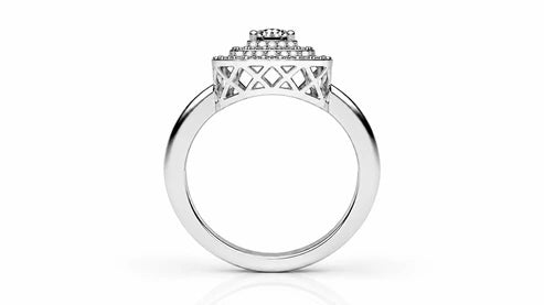 Round Halo Diamond Engagement Ring – 0.73 CTW - White Gold - Side View