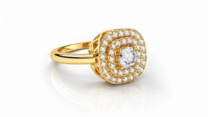 Round Halo Diamond Engagement Ring – 0.73 CTW - Yellow Gold - Back View