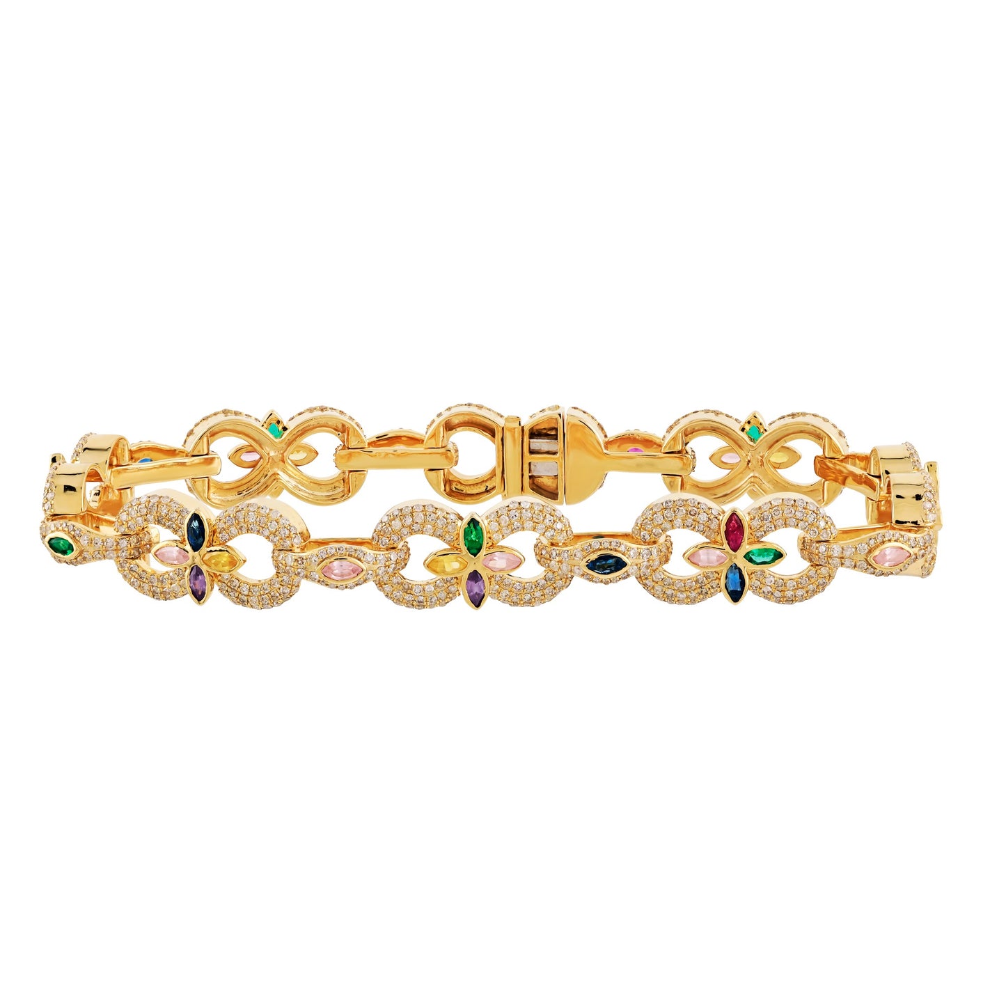 Luxury Multi-Stone Link Bracelet – 3.41 CT Diamond Accent | Sterling Silver
