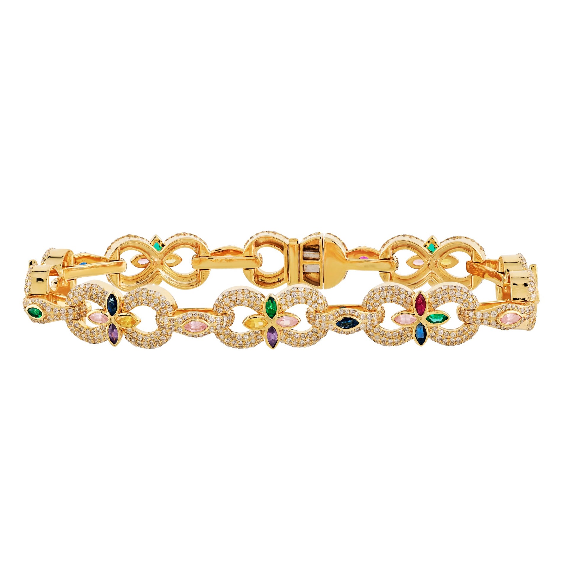 Luxury Multi-Stone Link Bracelet – 3.41 CT Diamond Accent | Sterling Silver