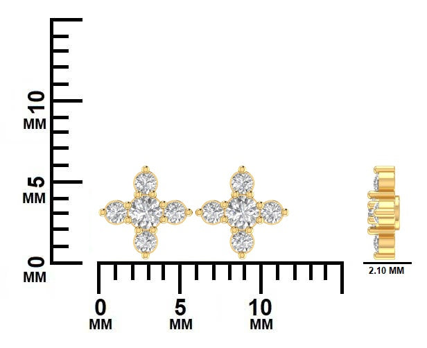 Classic Diamond Cluster Cross Stud Earrings