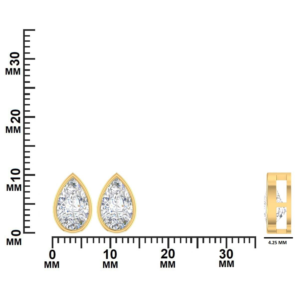 Pear-Cut Diamond Bezel Stud Earrings – 2.00 CTW