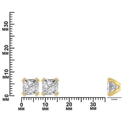 3.50 CTW Princess Cut Diamond Stud Earrings