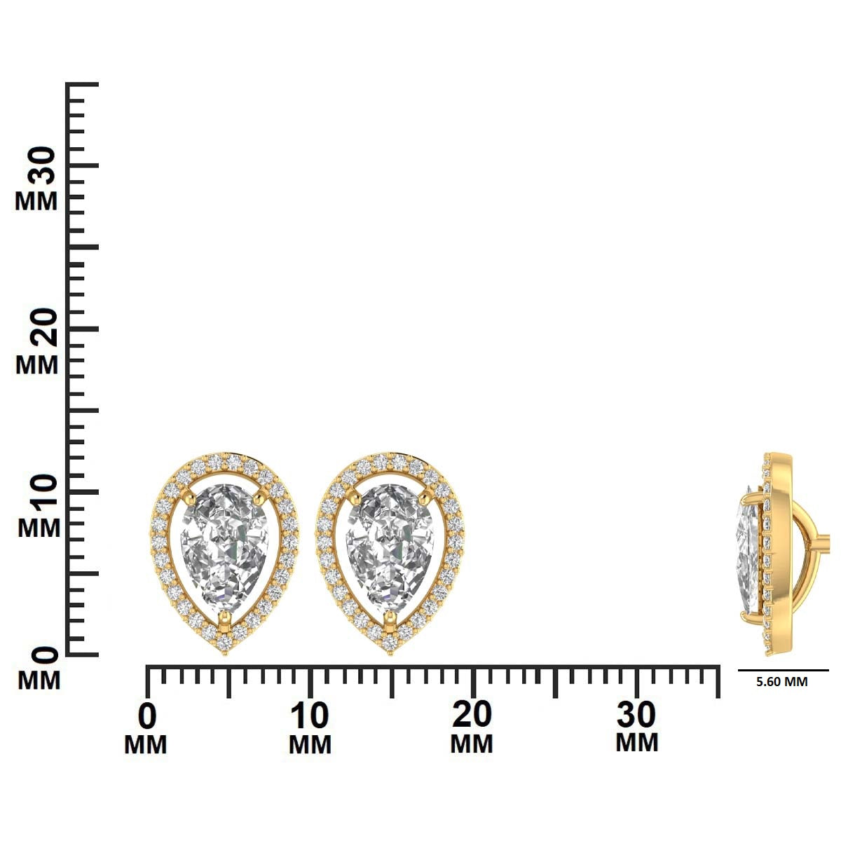 2.06 CTW Pear Cut Diamond Halo Stud Earrings