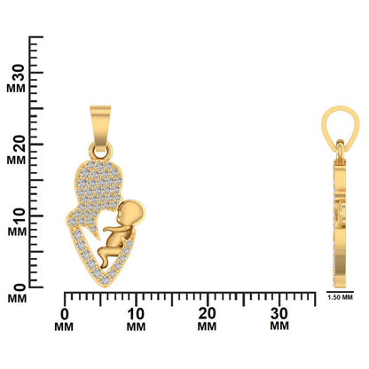 Iced Mother & Child Heart Pendant – 0.26 CT Diamond Accent | Sterling Silver