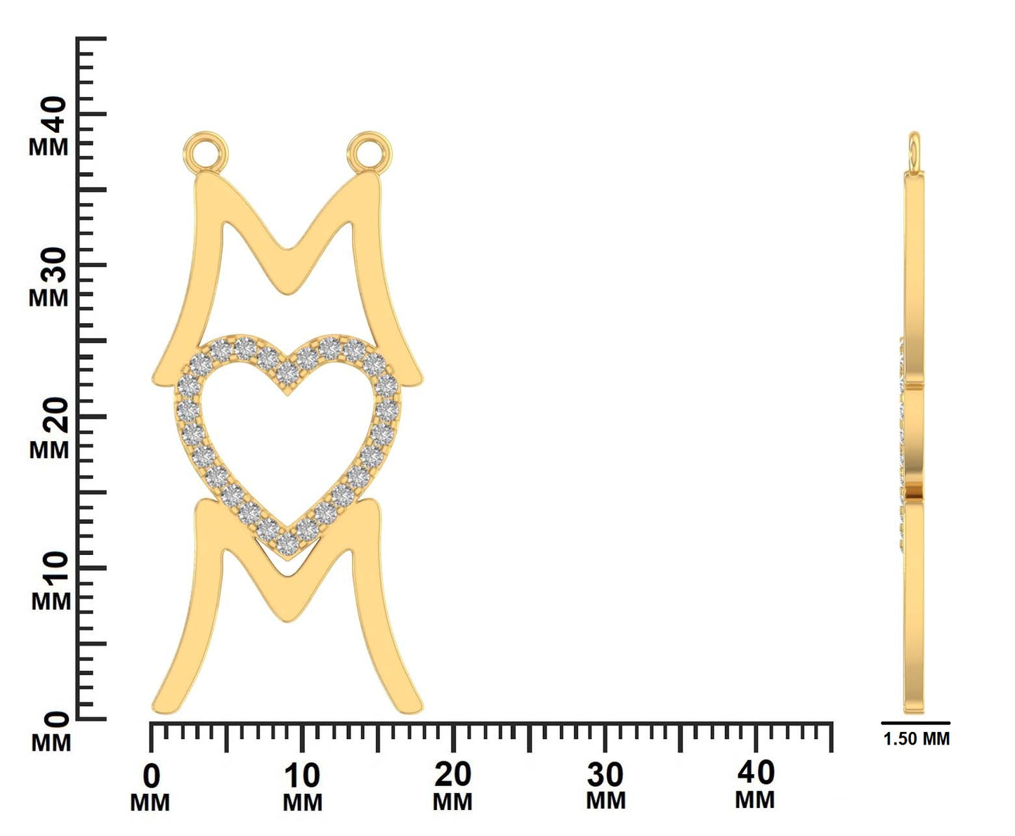 Iced Crown Heart “Mom” Pendant – 0.45 CT Diamond Accent | Sterling Silver