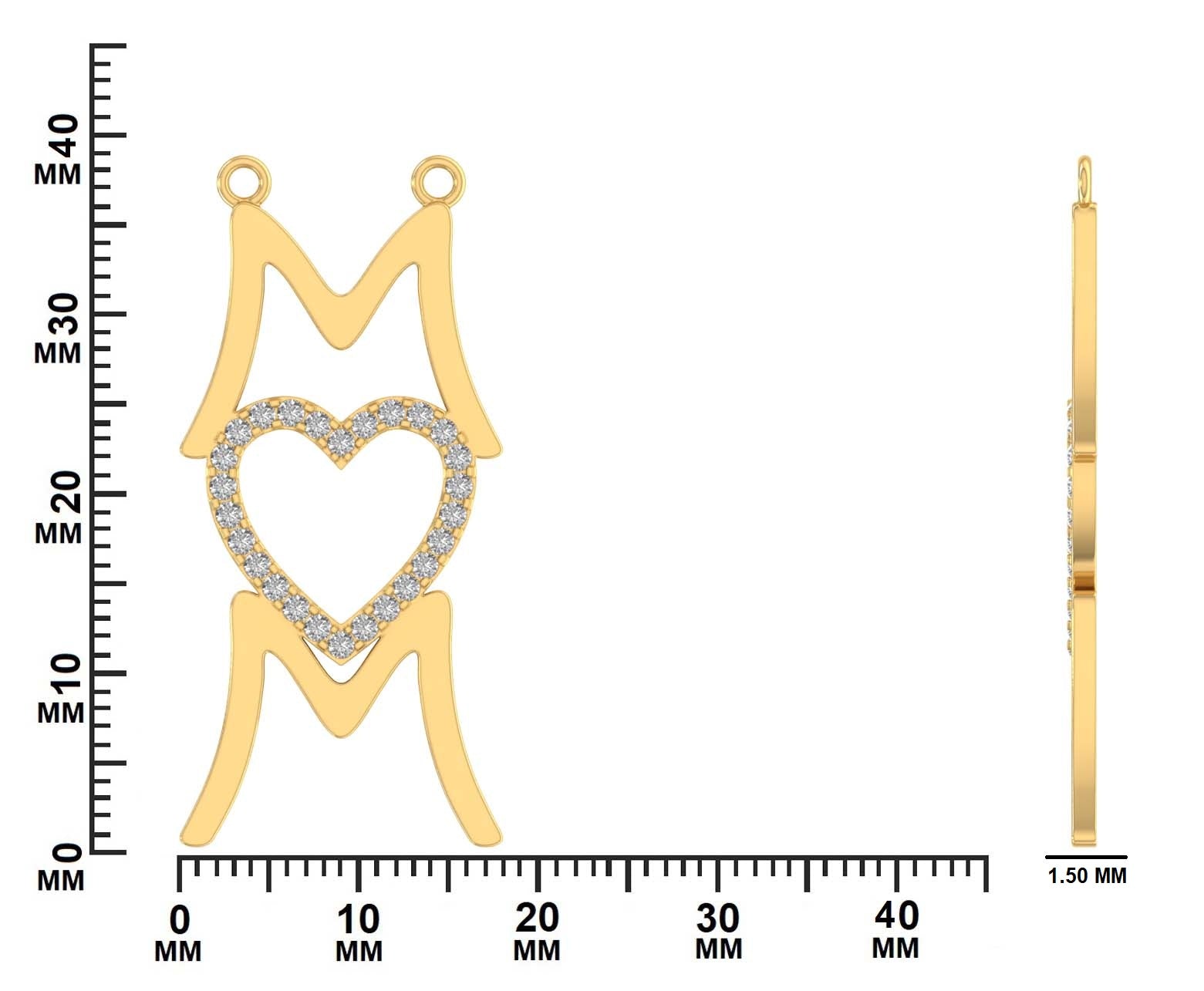 Iced Crown Heart “Mom” Pendant – 0.45 CT Diamond Accent | Sterling Silver