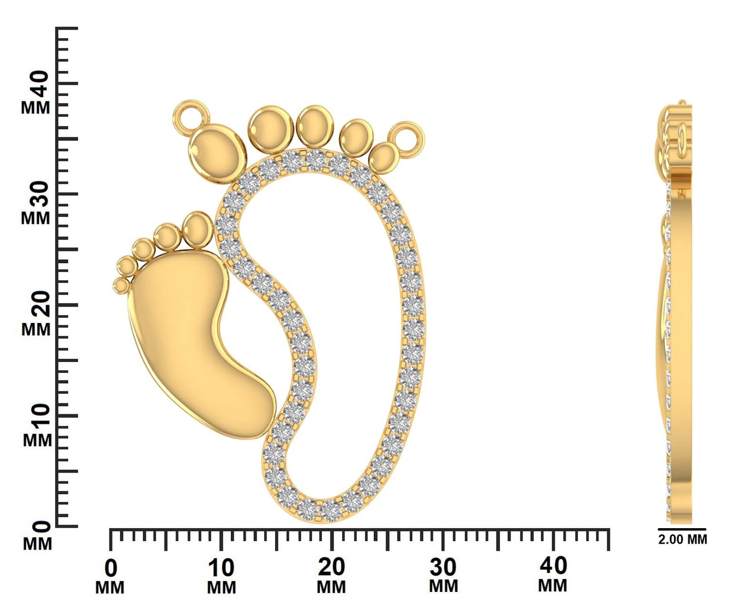 Iced Baby Footprint Pendant – 1.33 CT Diamond Accent | Sterling Silver