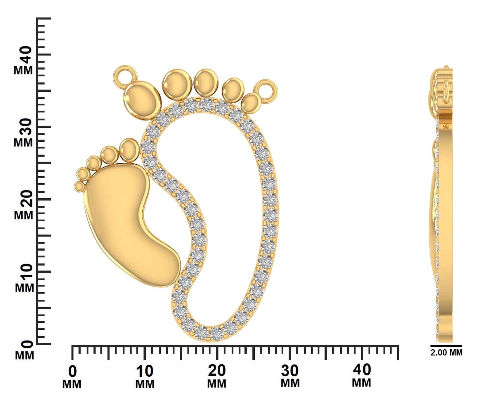 Iced Baby Footprint Pendant – 1.33 CT Diamond Accent | Sterling Silver