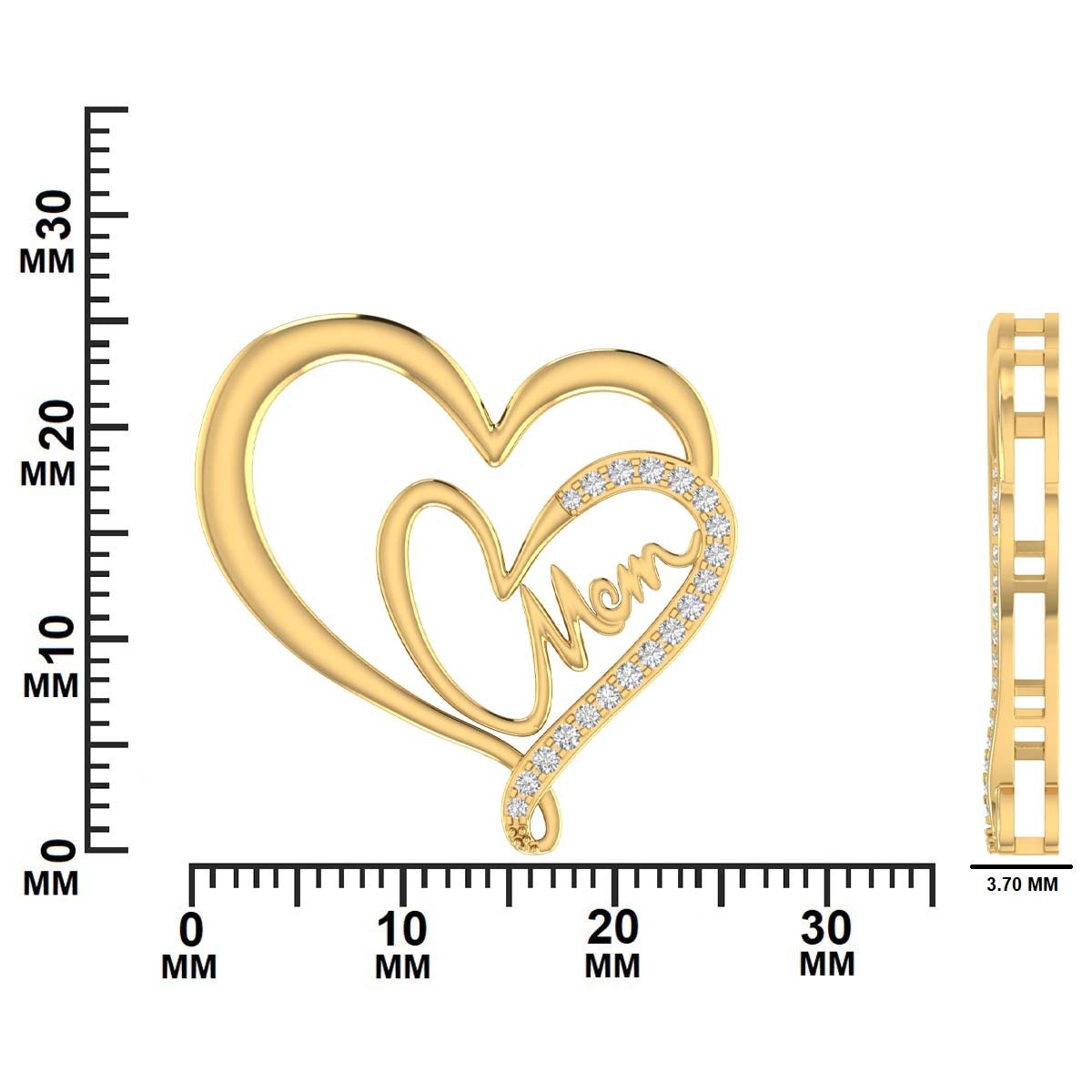 Double Heart “Mom” Pendant – Diamond Accent | Sterling Silver