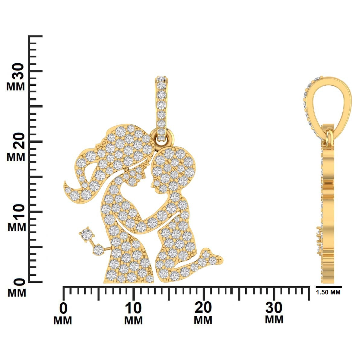 Eternal Love Silhouette Pendant – Diamond mom and daughter Charm