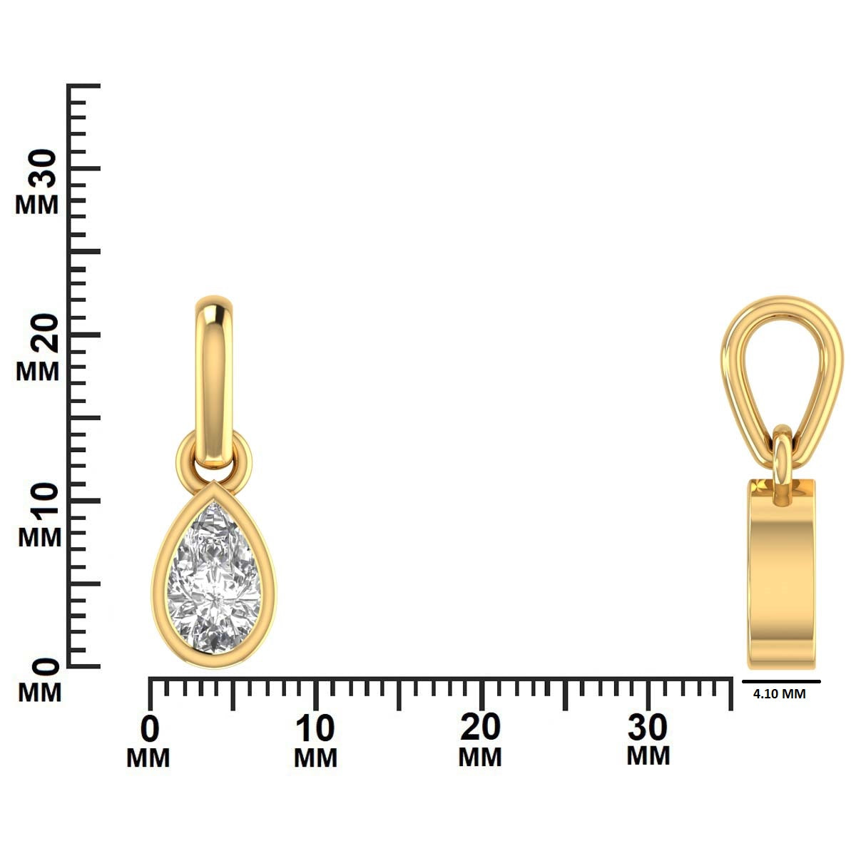 1 CTW Pear Cut Diamond Solitaire Pendant Necklace