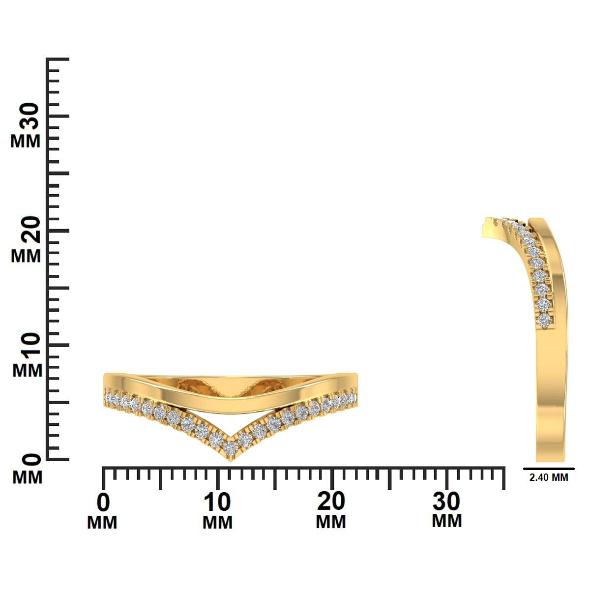 Gold ring with diamond accents dimensions GLAM NYC