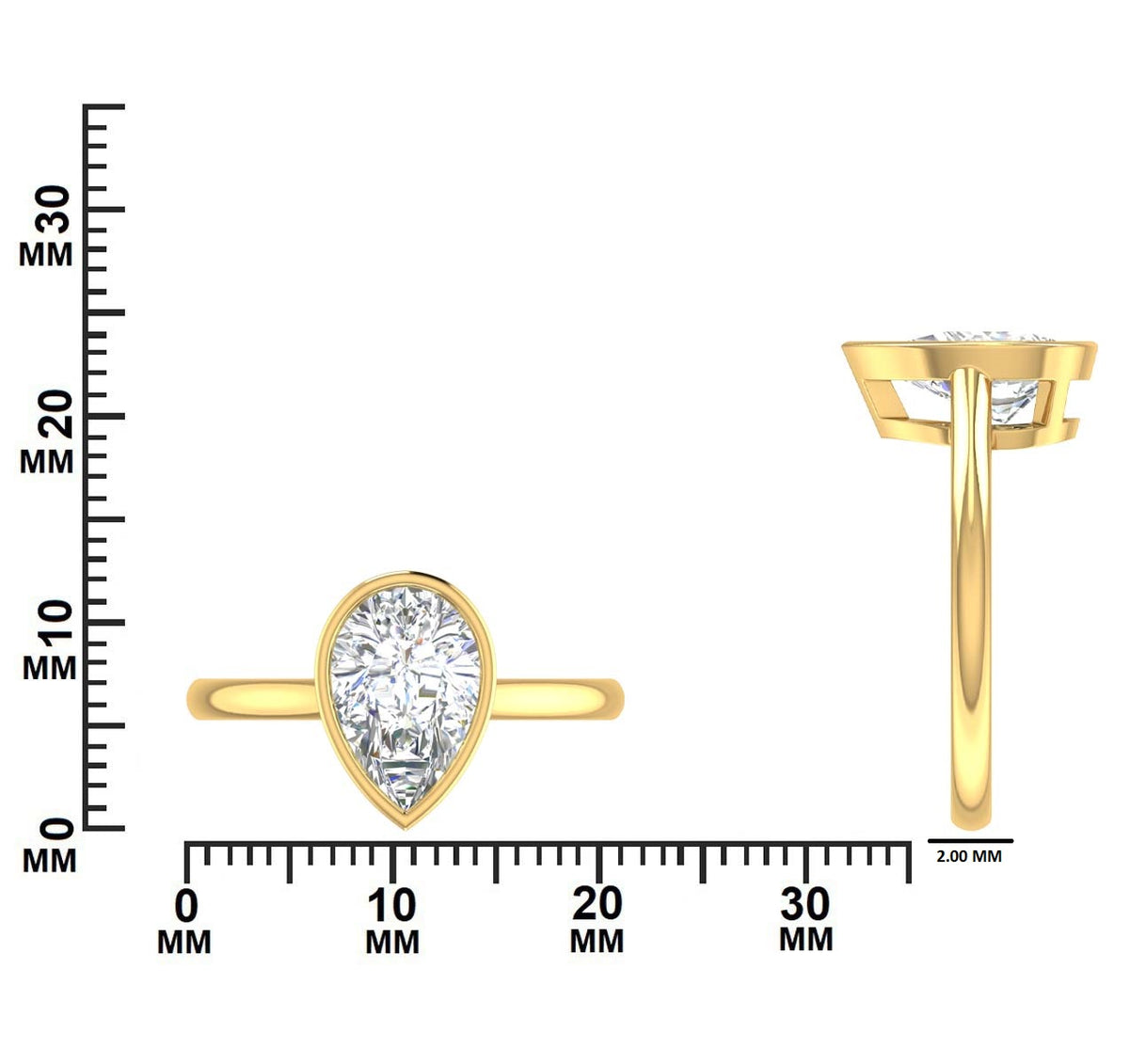 2.00 CTW Pear Diamond Solitaire Ring