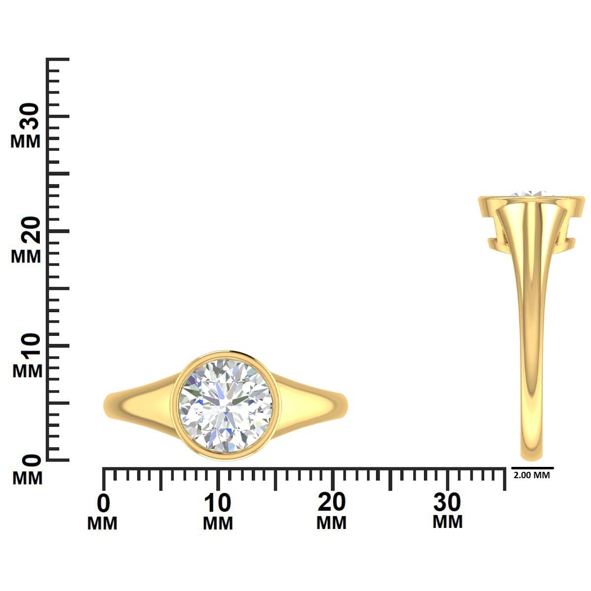 2ct Diamond Vintage Bezel-Set Round Diamond Solitaire Ring