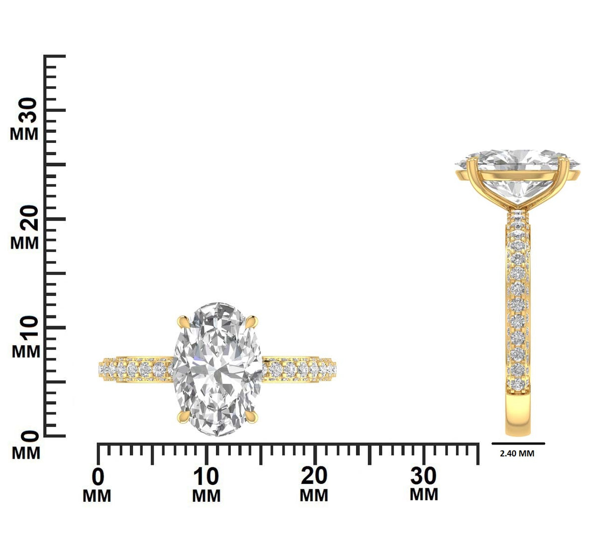 3.76 CTW Oval Diamond Pavé Engagement Ring