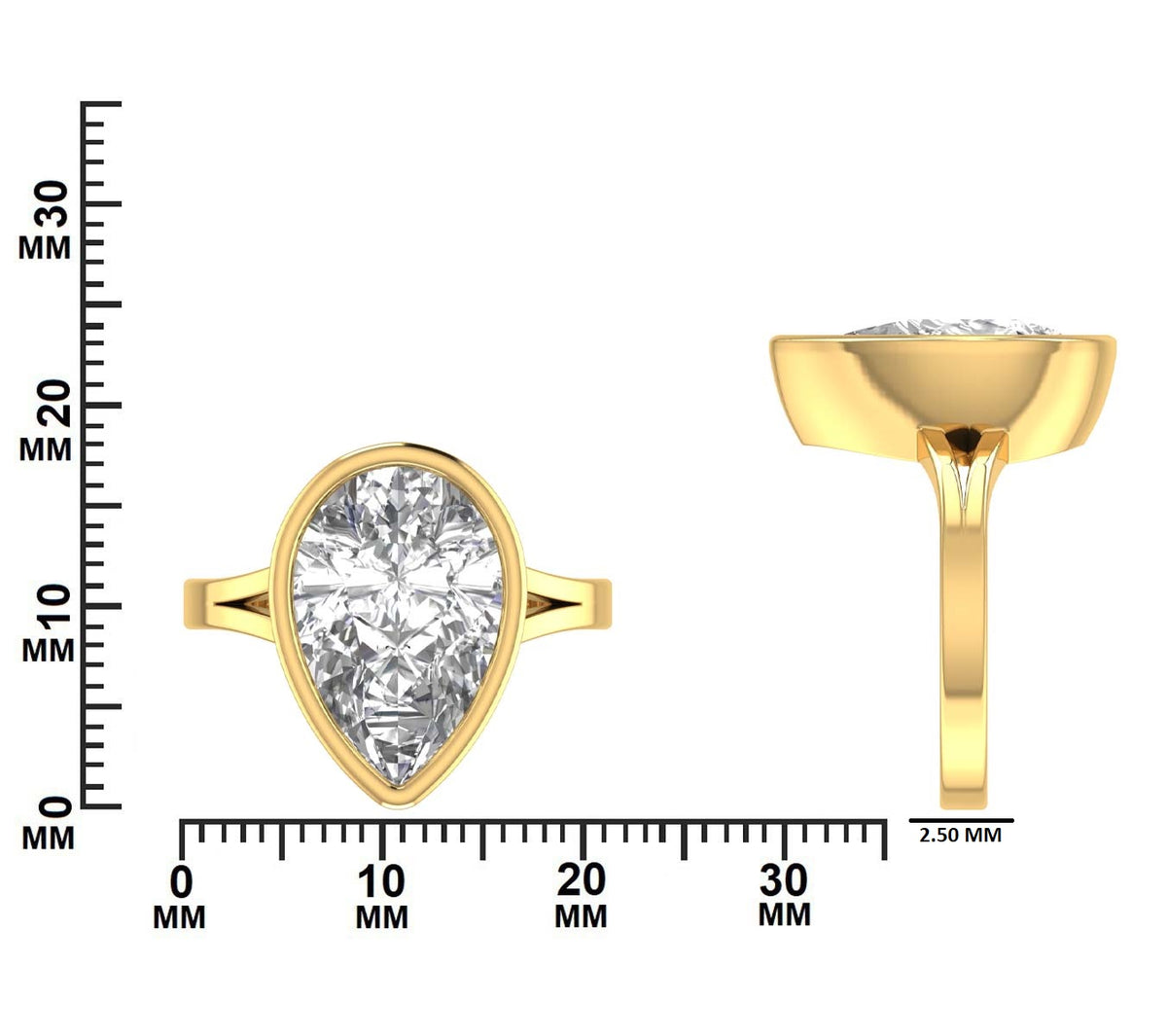 6.20 CTW Pear Cut Diamond Bezel Solitaire Engagement Ring