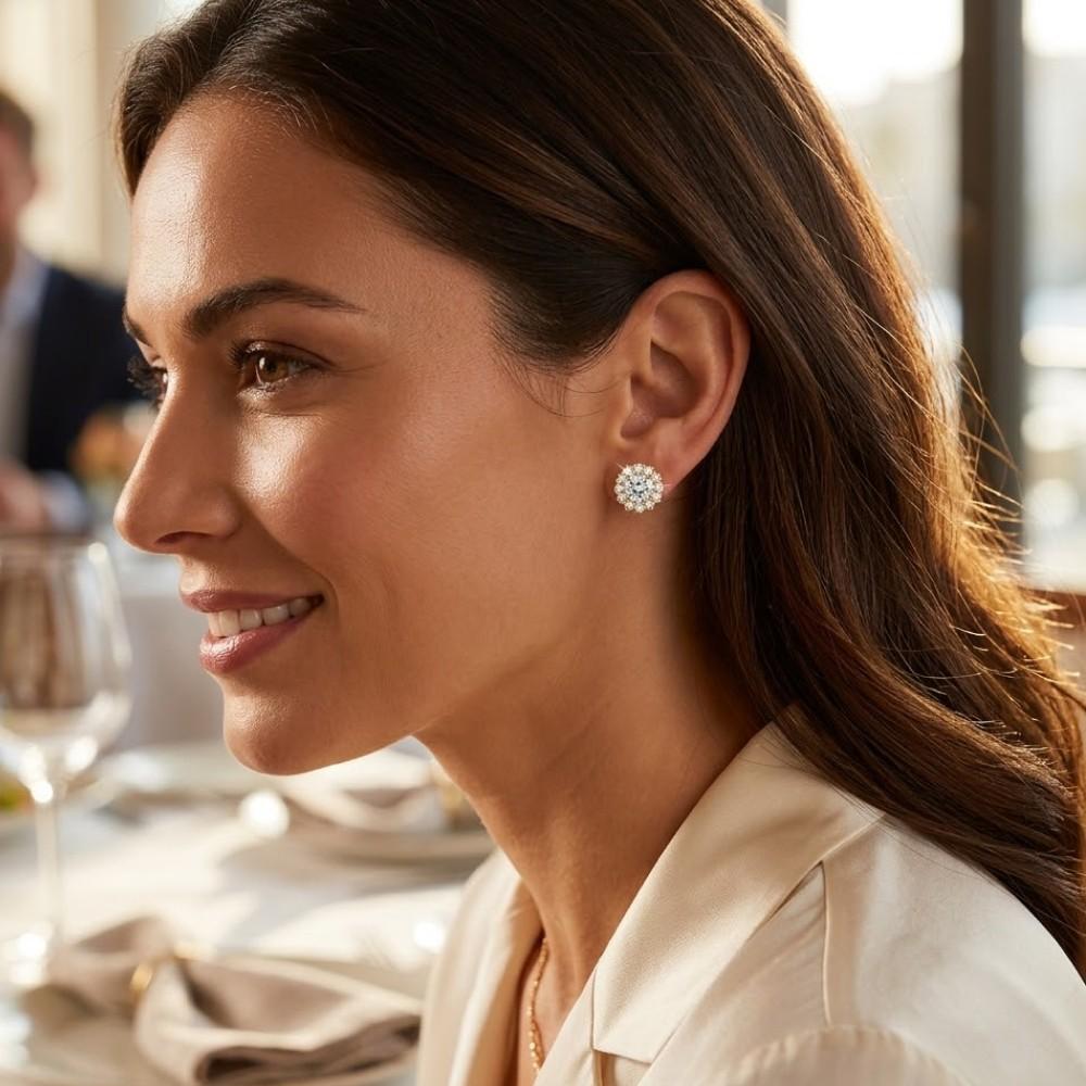 Silver Lab Grown Diamond Stud Earrings