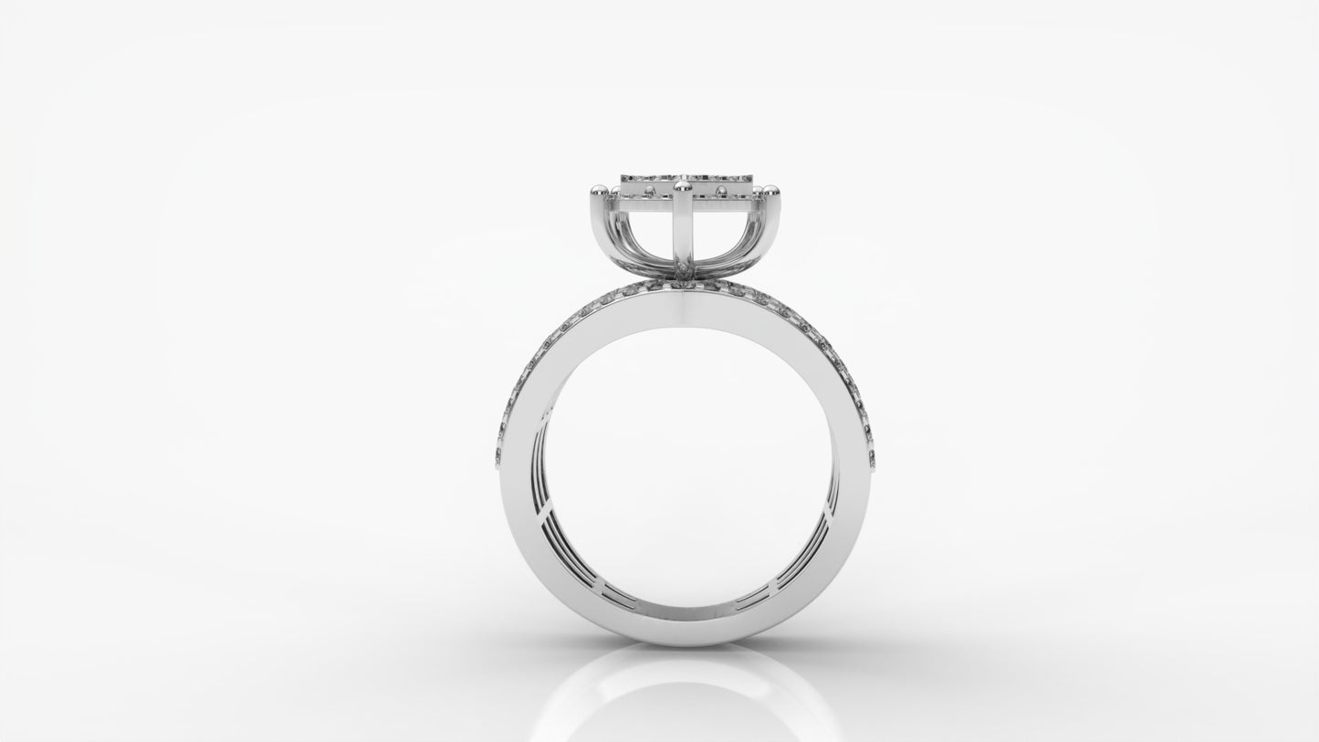 Silver ring with a diamond GLAM NYC
