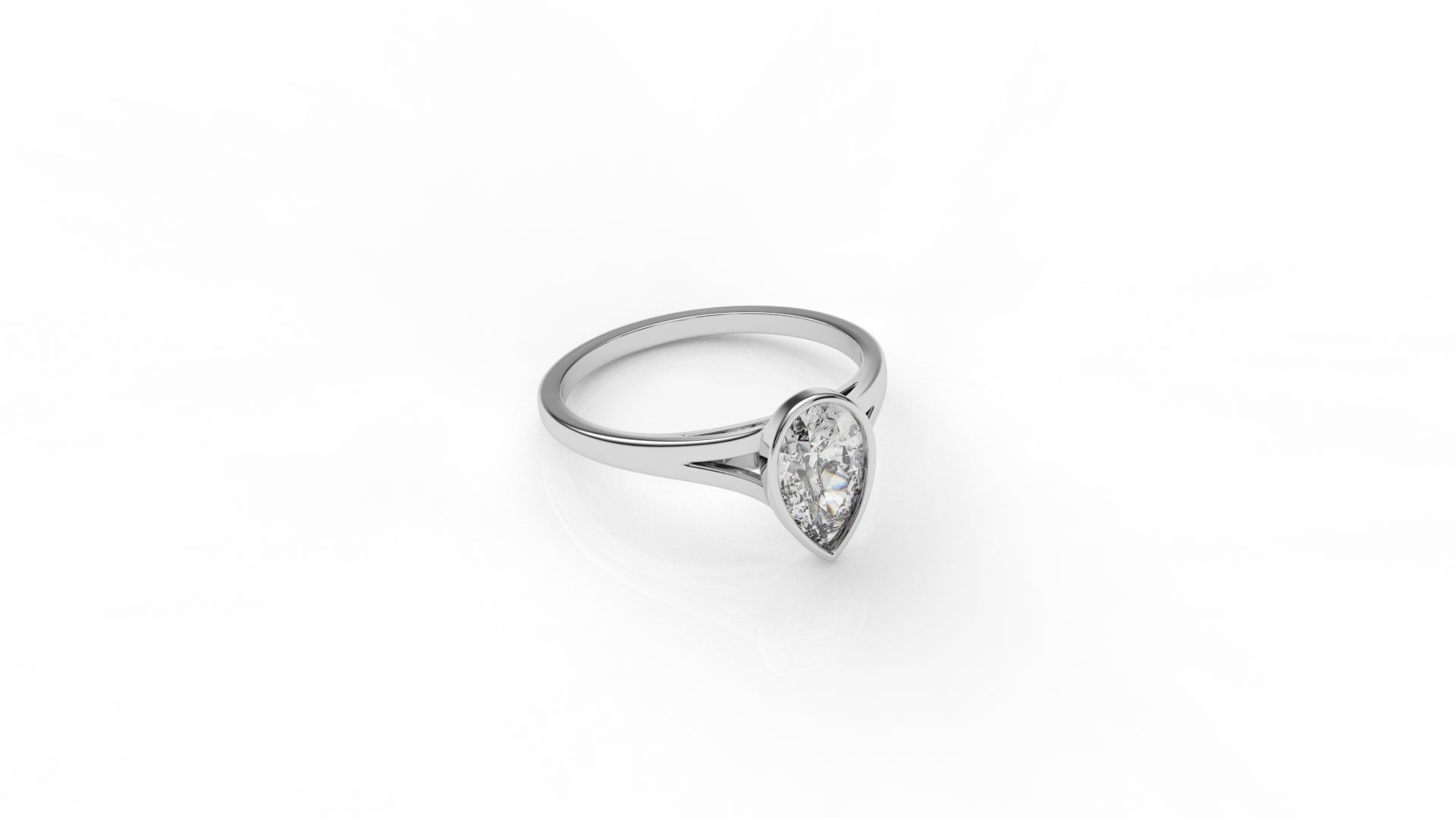 Silver ring with a pear-shaped diamond GLAM NYC