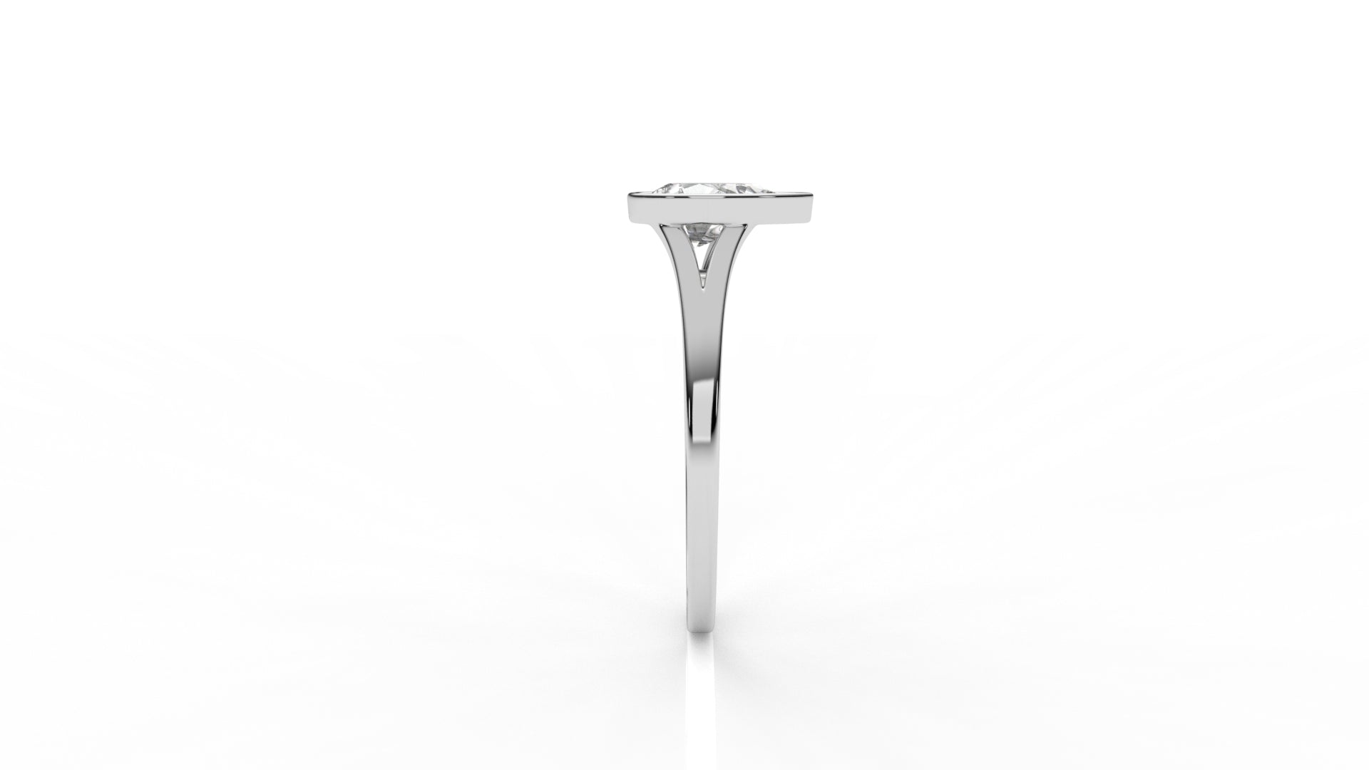 Silver ring with a pear-shaped diamond GLAM NYC
