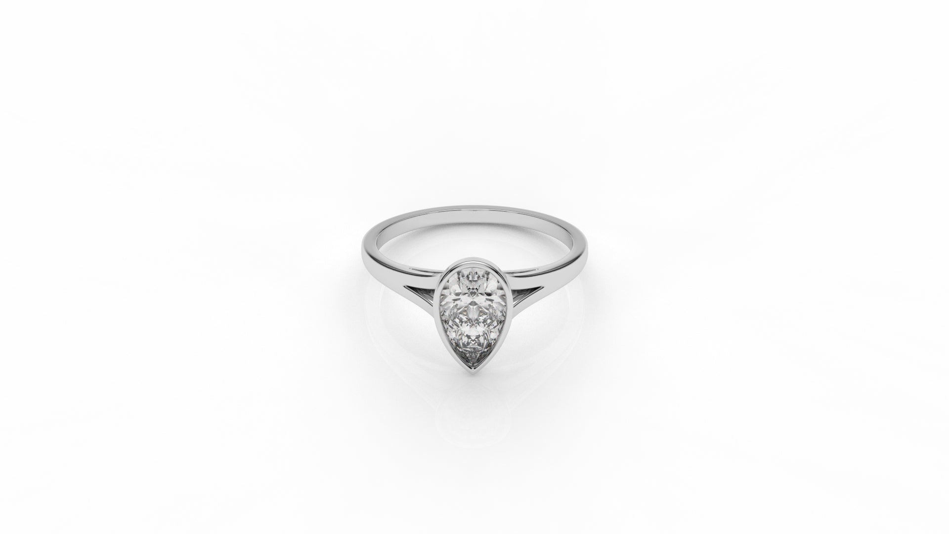 Silver ring with a pear-shaped diamond GLAM NYC