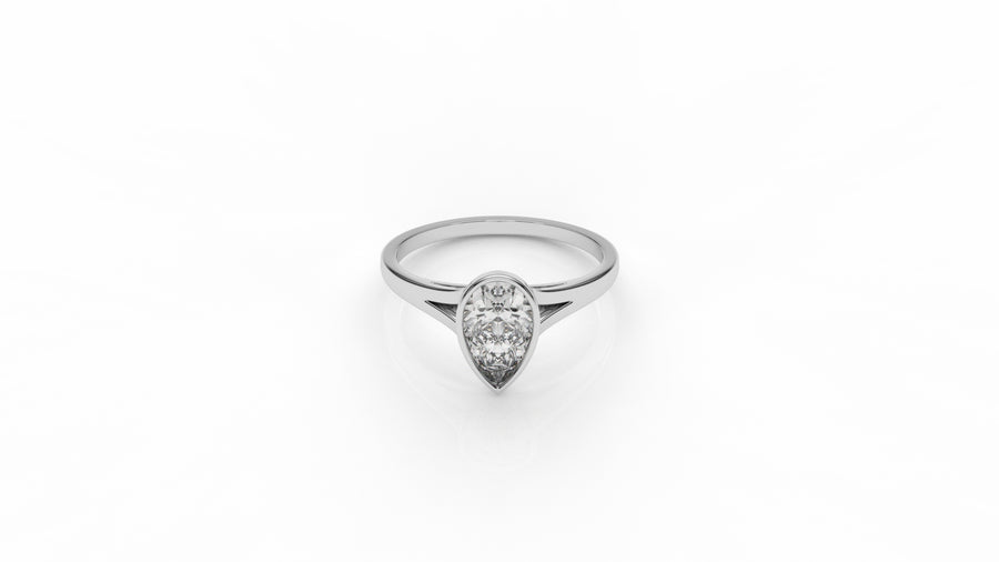 Silver ring with a pear-shaped diamond GLAM NYC