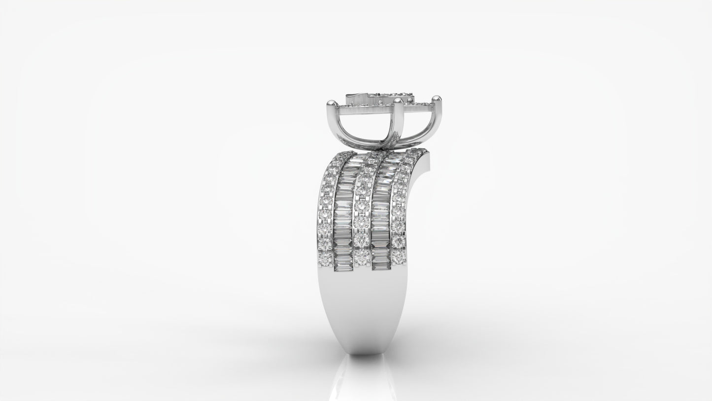 Silver ring with diamond accents GLAM NYC