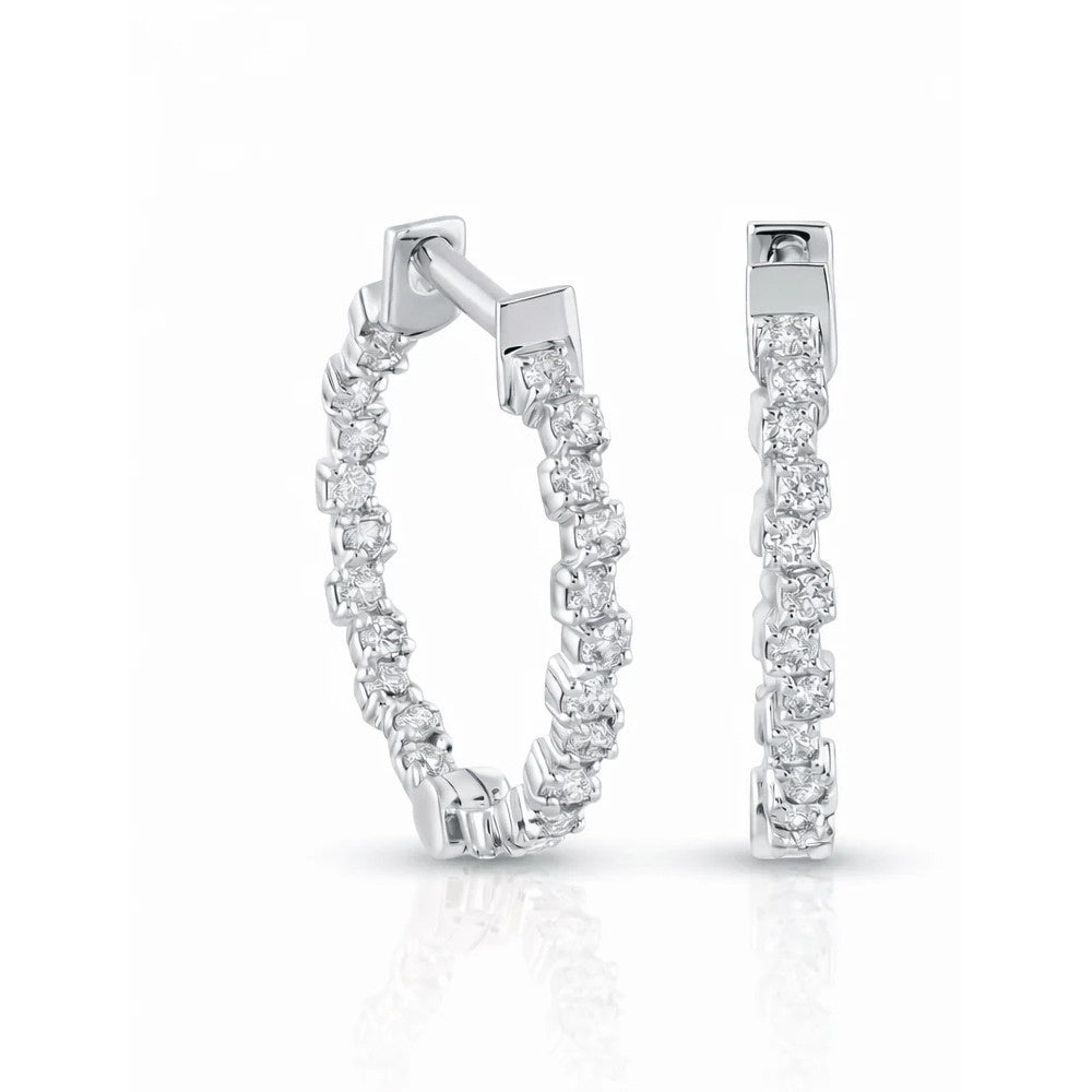Sterling Silver Lab Diamond Hoop Earrings