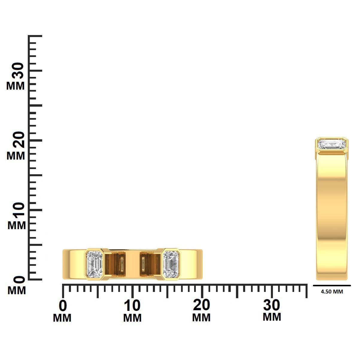 0.45 CTW Diamond Open Cuff Baguette Ring