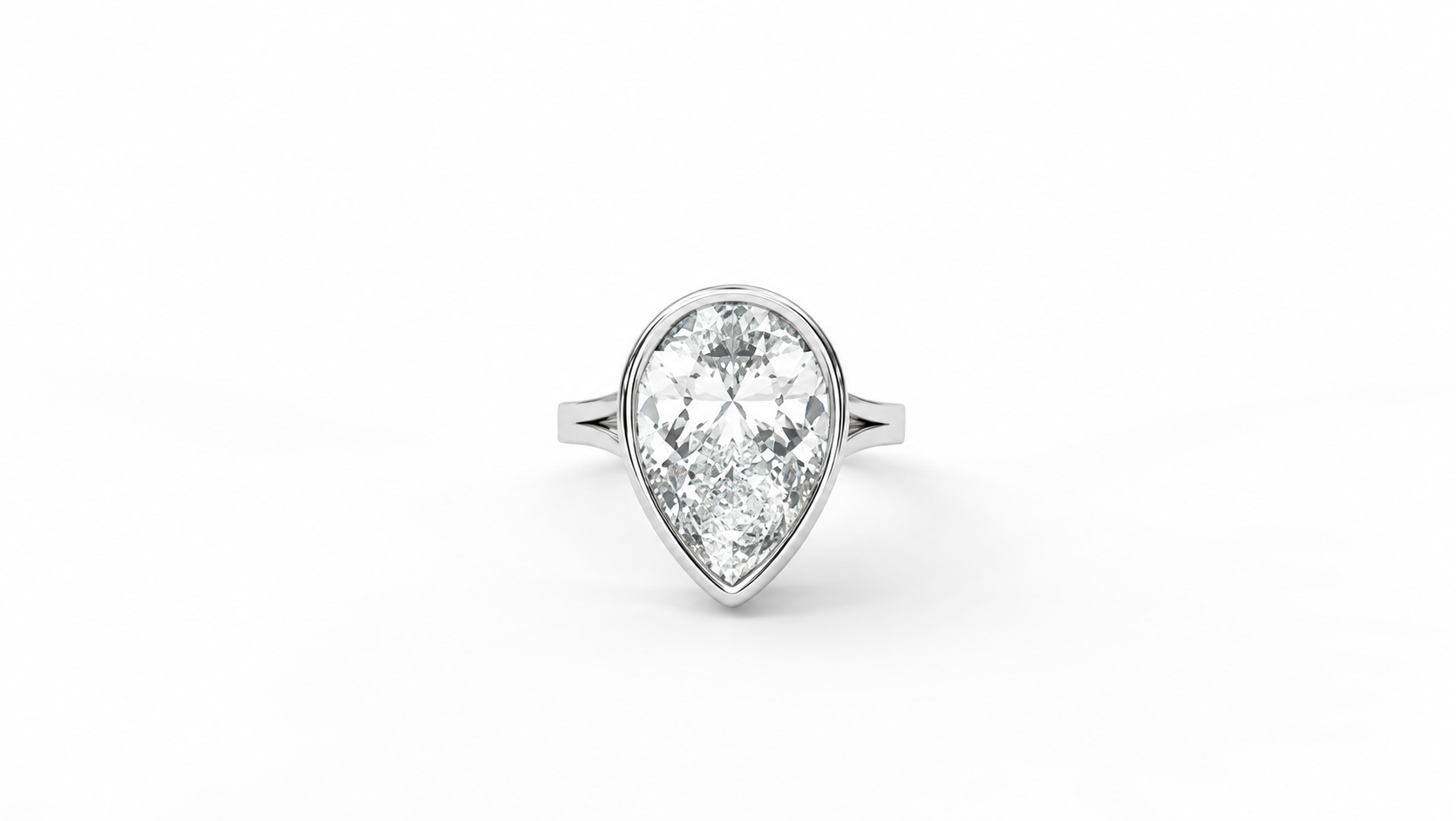 6.20 CTW Pear Cut Diamond Bezel Solitaire Engagement Ring