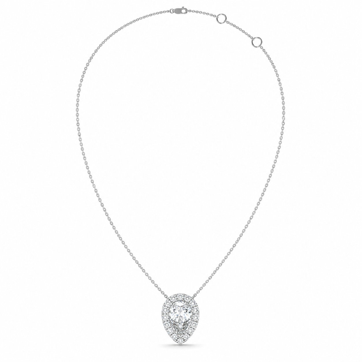 2.13 CT Pear Shaped Diamond Halo Pendant Necklace