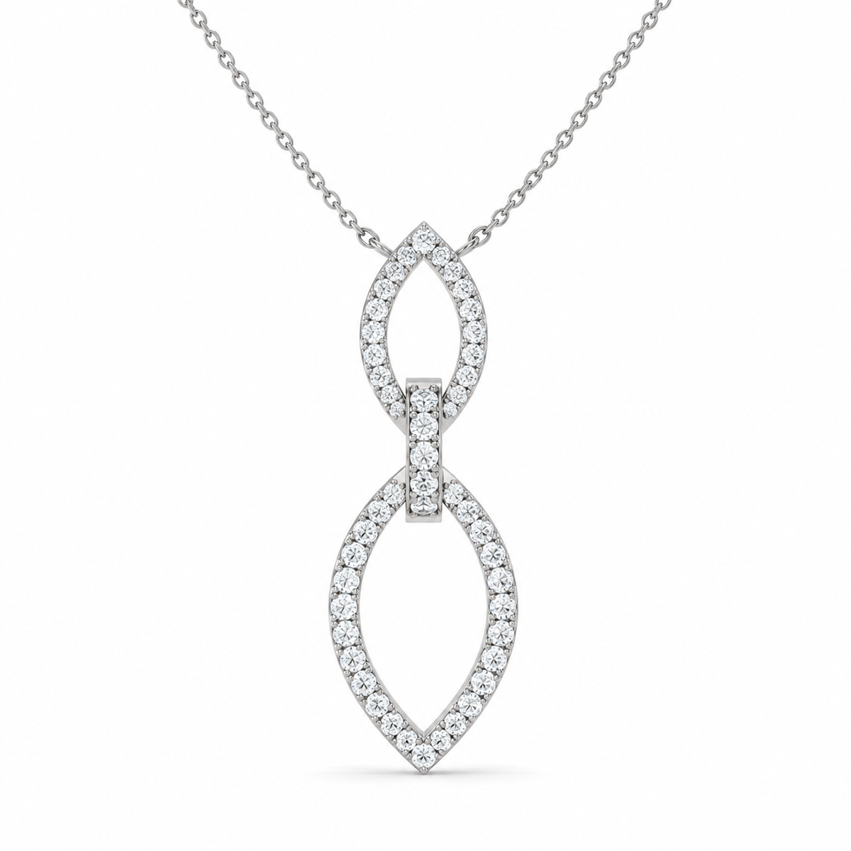 0.24 CT Diamond Double Marquise Drop Pendant Necklace