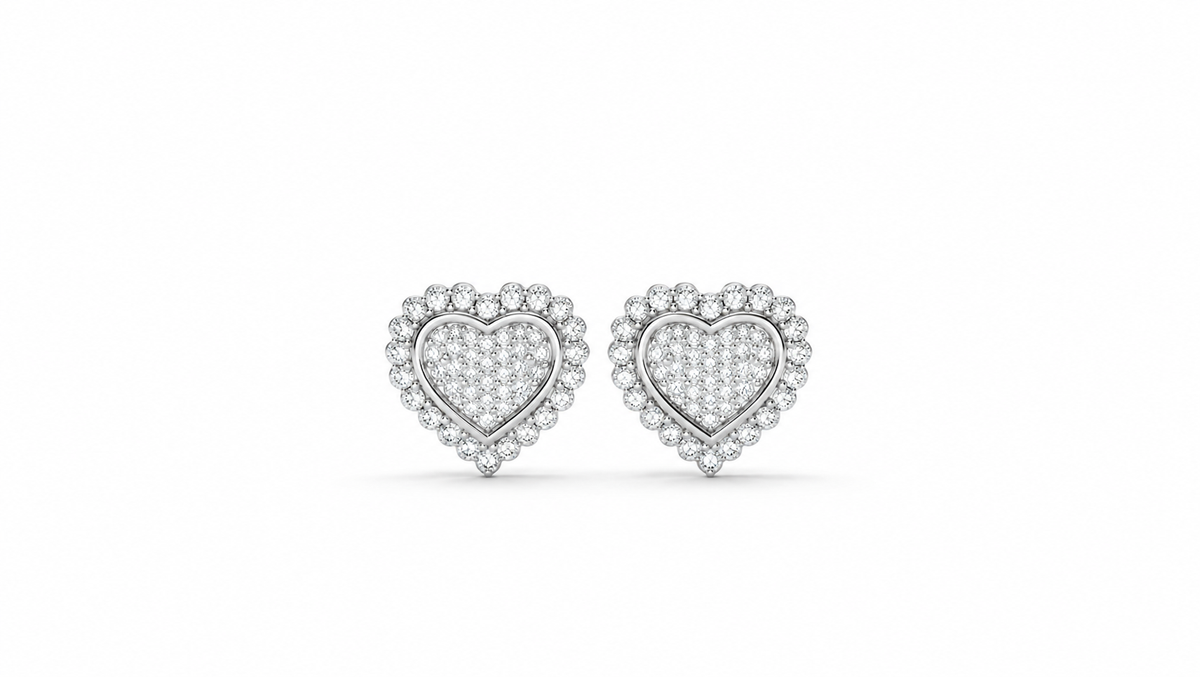 0.34 CTW Lab-Grown Diamond Heart Stud Earrings