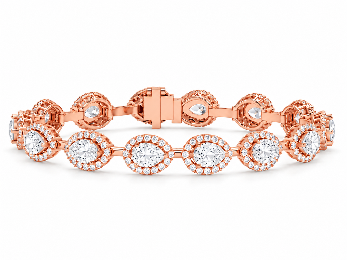 7.93 CTW  Diamond Floral Link Bracelet