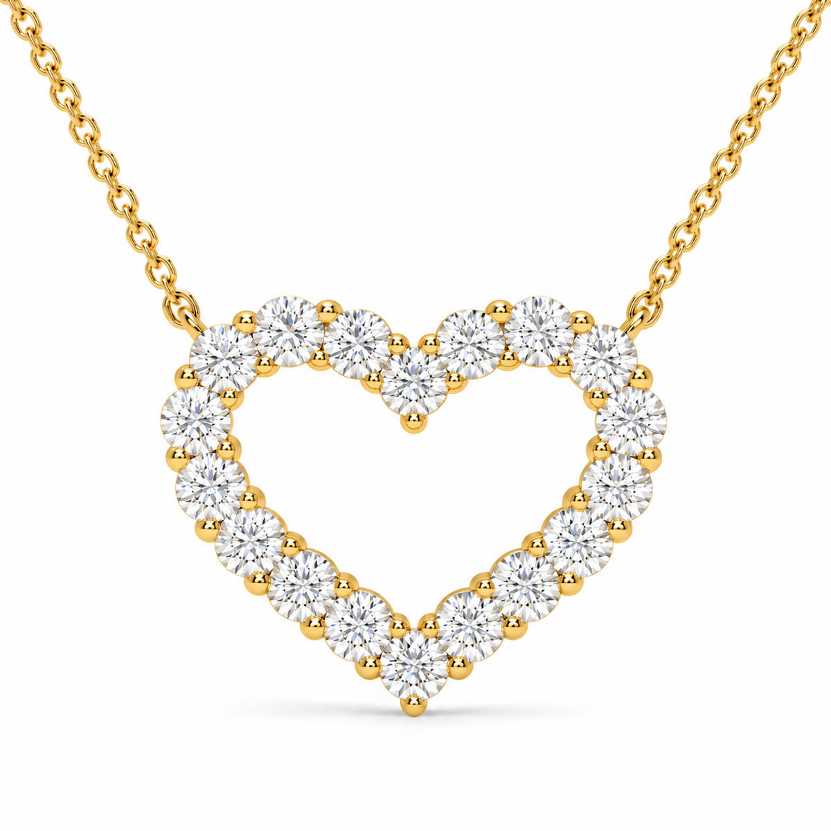 1.03 CTW Open Heart Pendant Necklace