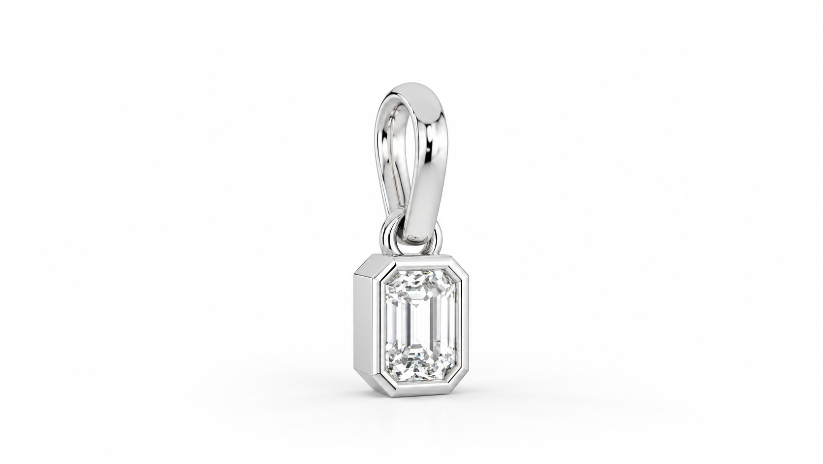 1 CTW Emerald Cut Diamond Solitaire Pendant Necklace