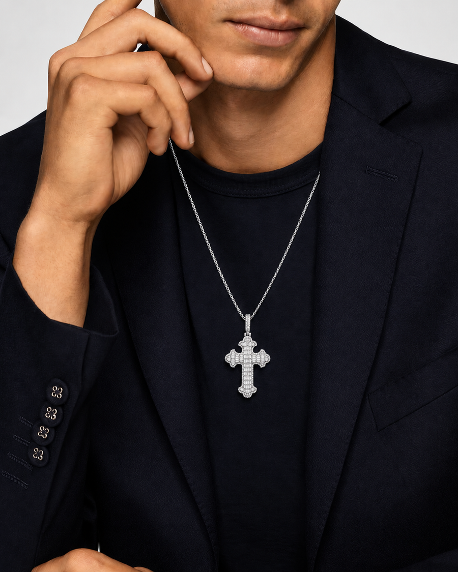 2.15 CT Diamond Cross Pendant Necklace