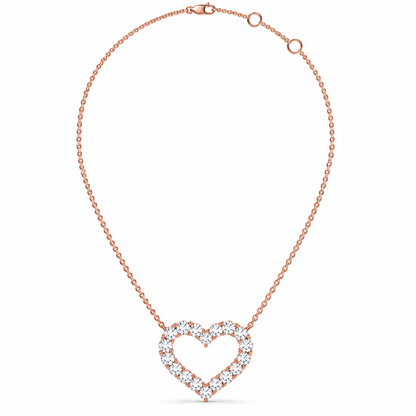 1.03 CTW Open Heart Pendant Necklace
