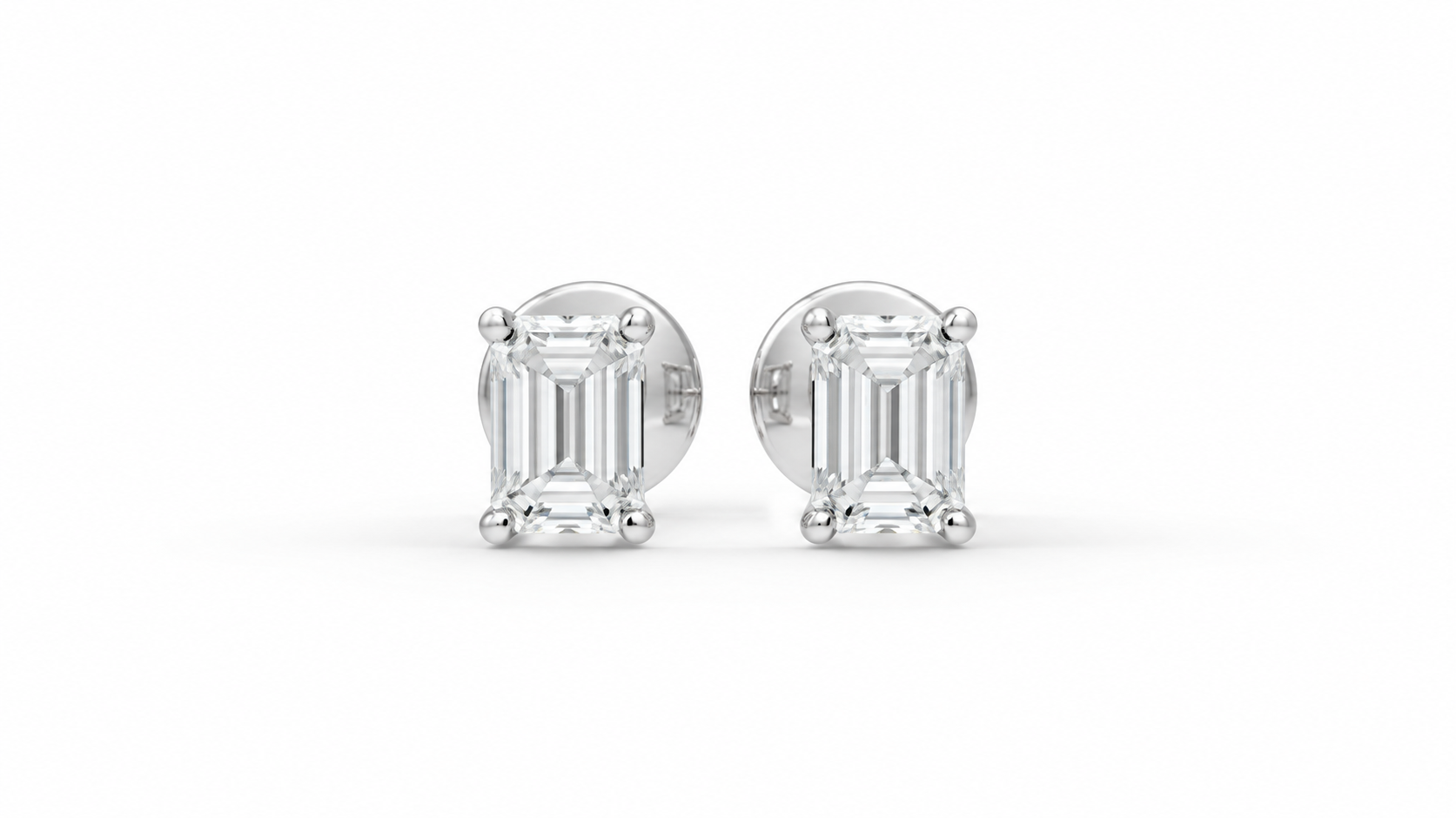 1.00 CTW Lab-Grown Diamond Emerald Cut Stud Earrings