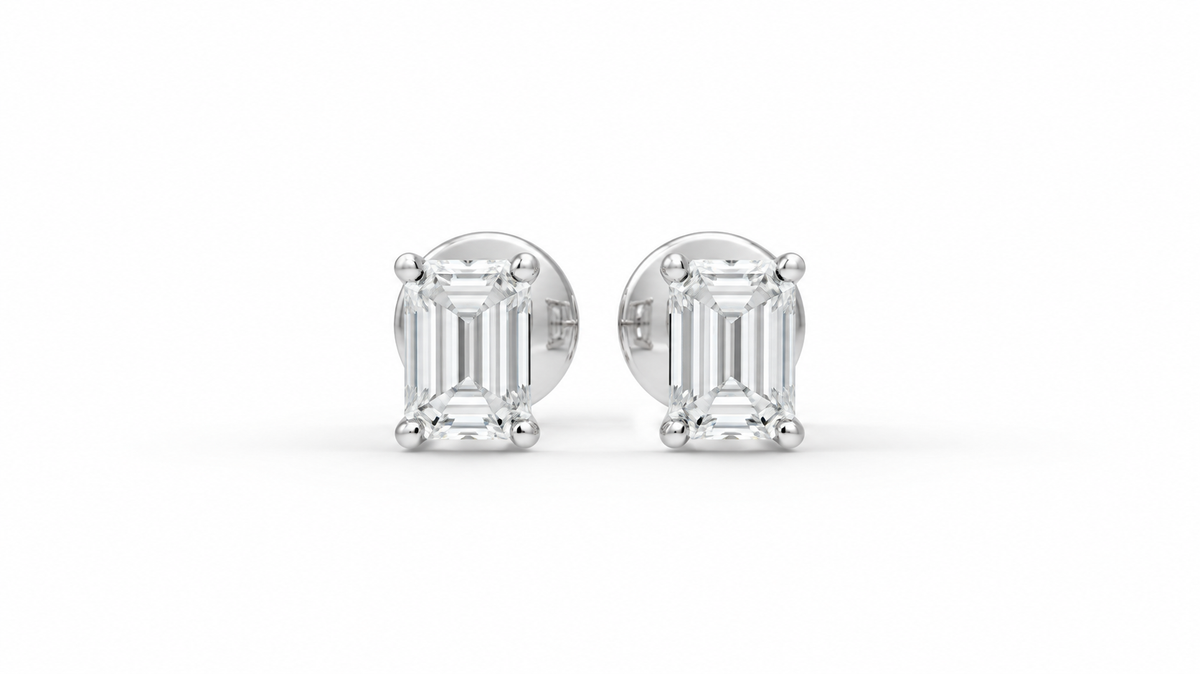 1.00 CTW Lab-Grown Diamond Emerald Cut Stud Earrings